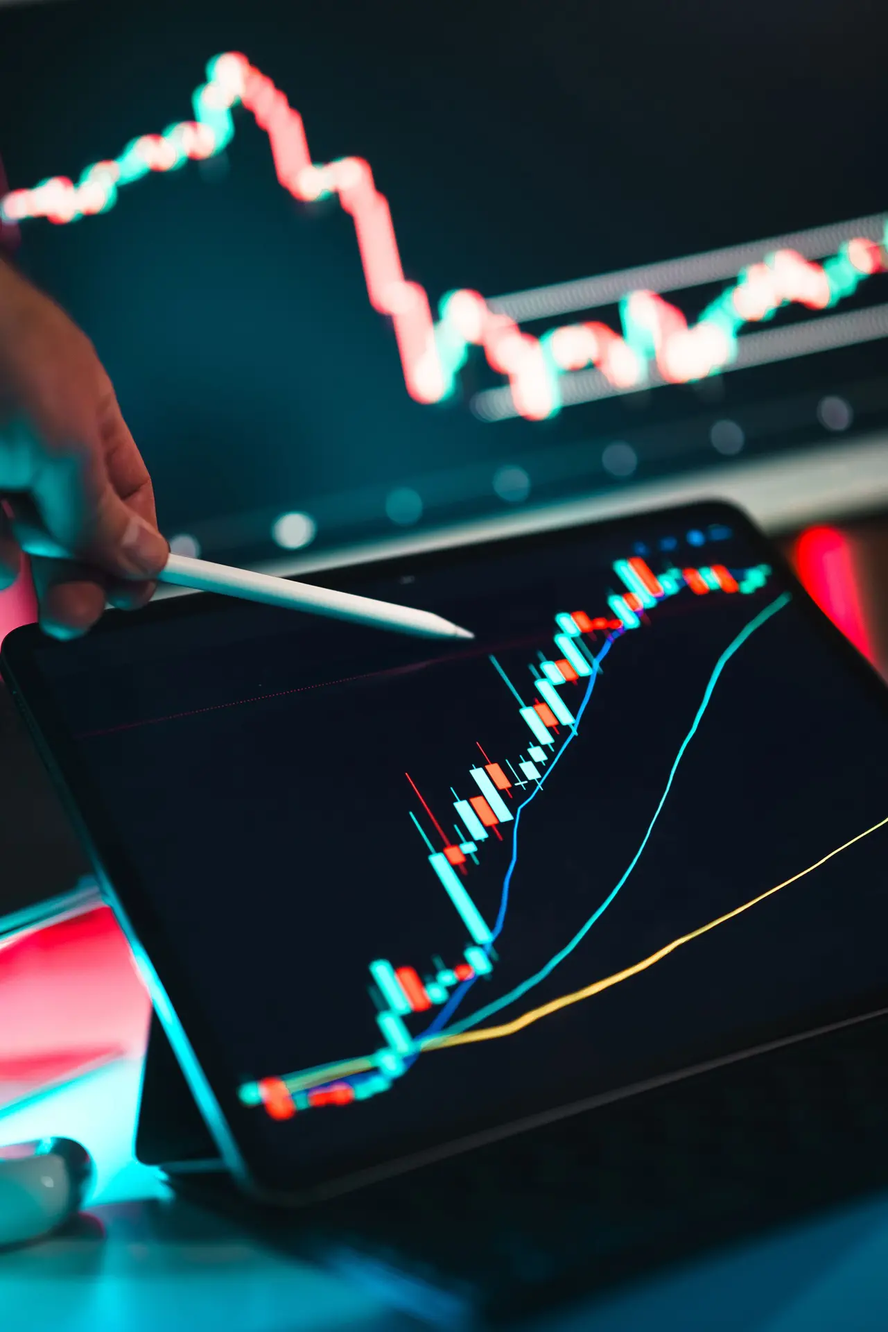 Acompanhamento do mercado no tablet